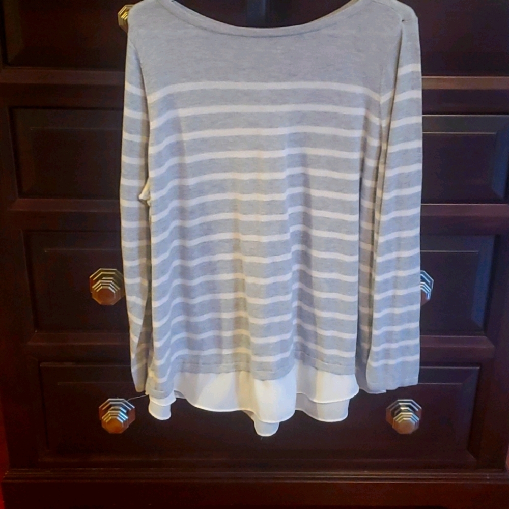 2X Roz & Ali Lightweight Striped Sweater EUC